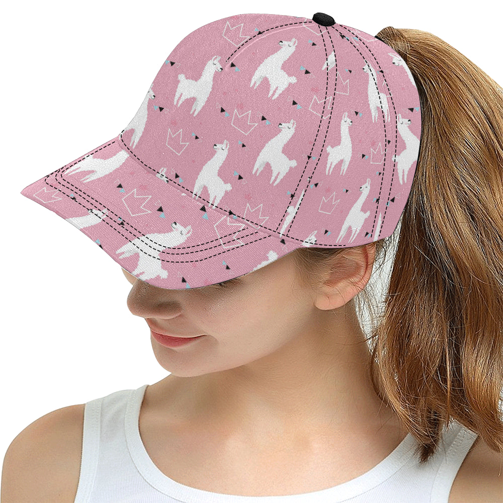 Llama Alpaca pink background All Over Print Snapback Cap