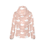 Swan flower light pink background Women's Padded Hooded Jacket