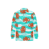 Octopuses sea wave background Men's Long Sleeve Polo Shirt