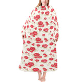 Rose Pattern Print Design 01 Blanket Robe with Sleeves