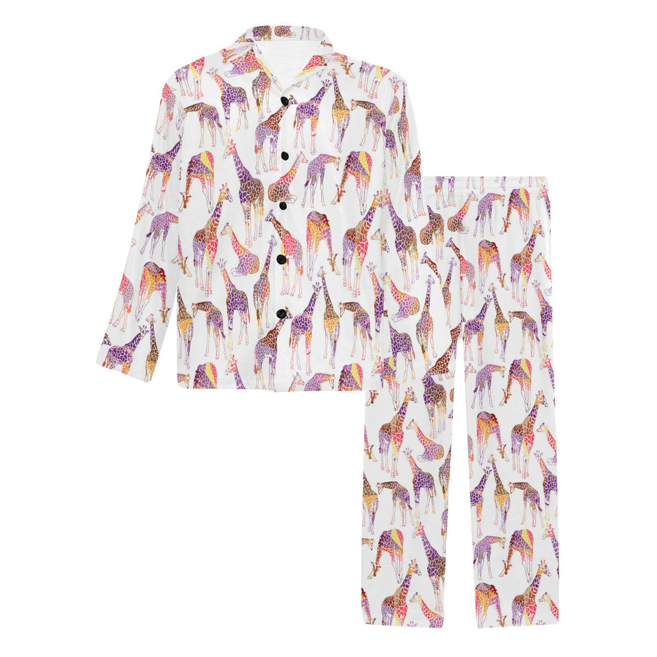 Giraffe Pattern Print Design 02 Men's Long Pajama Set