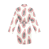 papaya pattern Women's Long Sleeve Belted Night Robe