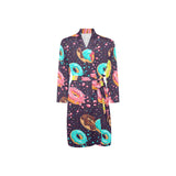 Colorful donut glaze pattern Men's Long Sleeve Belted Night Robe