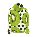 kiwi black dot background Men's Padded Hooded Jacket