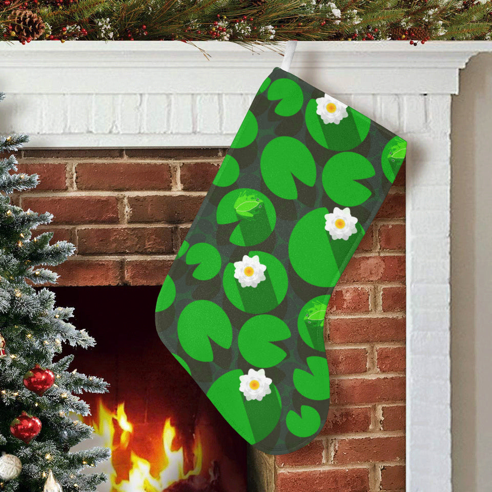 Frog waterlily pattern Christmas Stocking