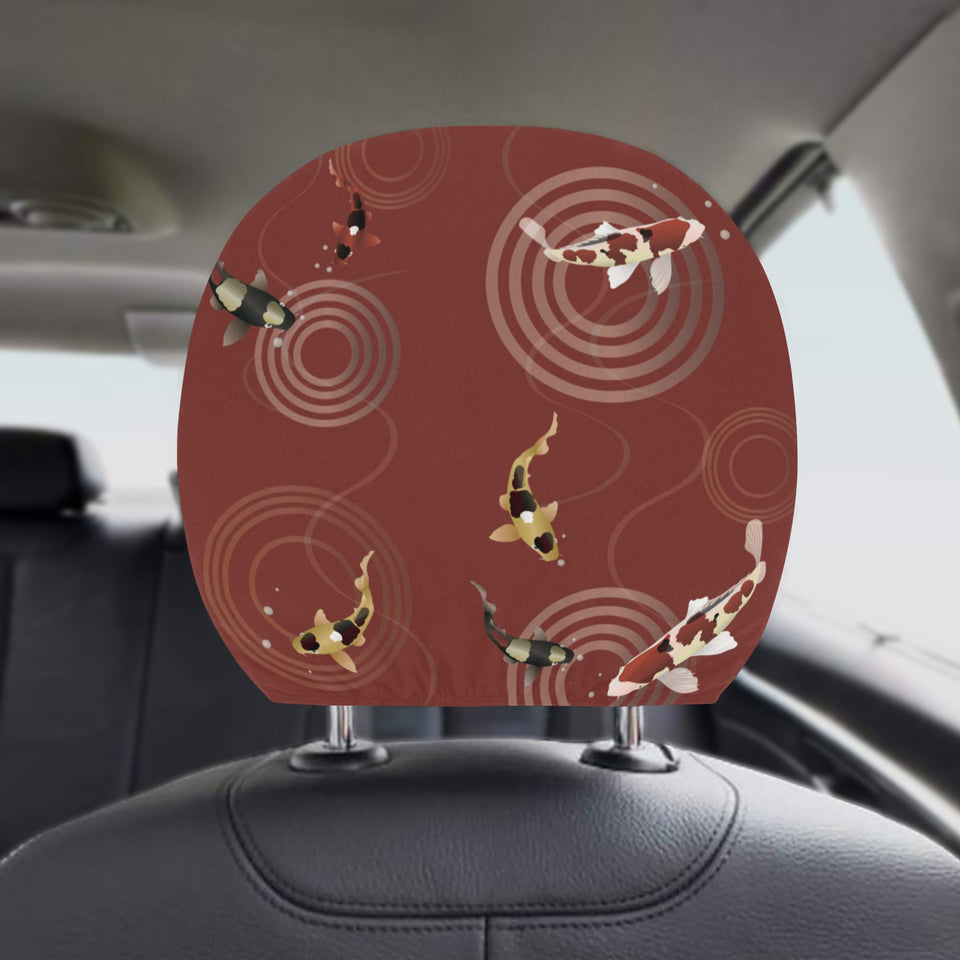 Koi Fish Carp Fish red background Car Headrest Cover