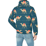 Camel pattern blue blackground Men's Padded Hooded Jacket