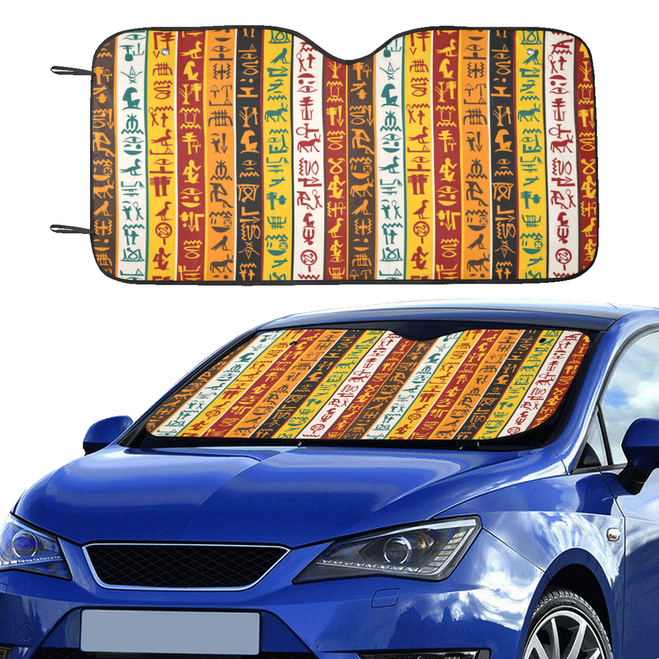 Egypt Hieroglyphics Pattern Print Design 01 Car Sun Shade