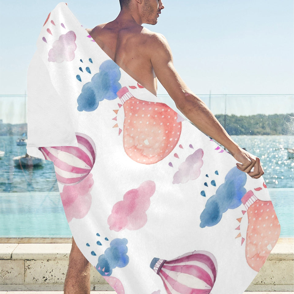 Watercolor air balloon cloud pattern Beach Towel
