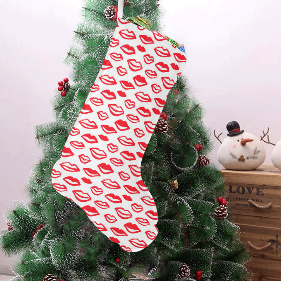 Lips Pattern Print Design 05 Christmas Stocking