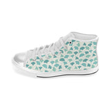 Green ginkgo leaves pattern Women's High Top Canvas Shoes White