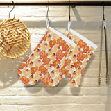 Orange yellow orchid flower pattern background Heat Resistant Oven Mitts
