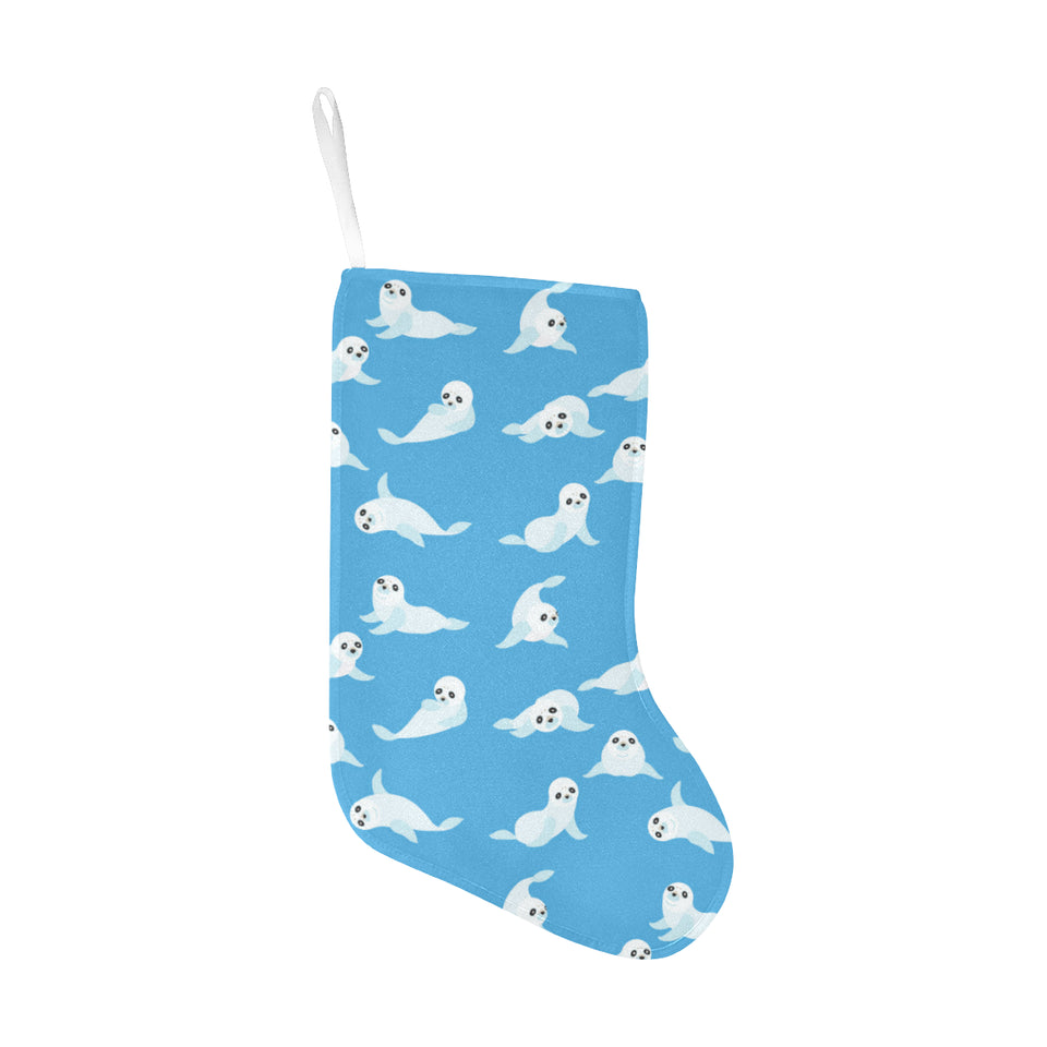 Cute sea lion seal pattern background Christmas Stocking