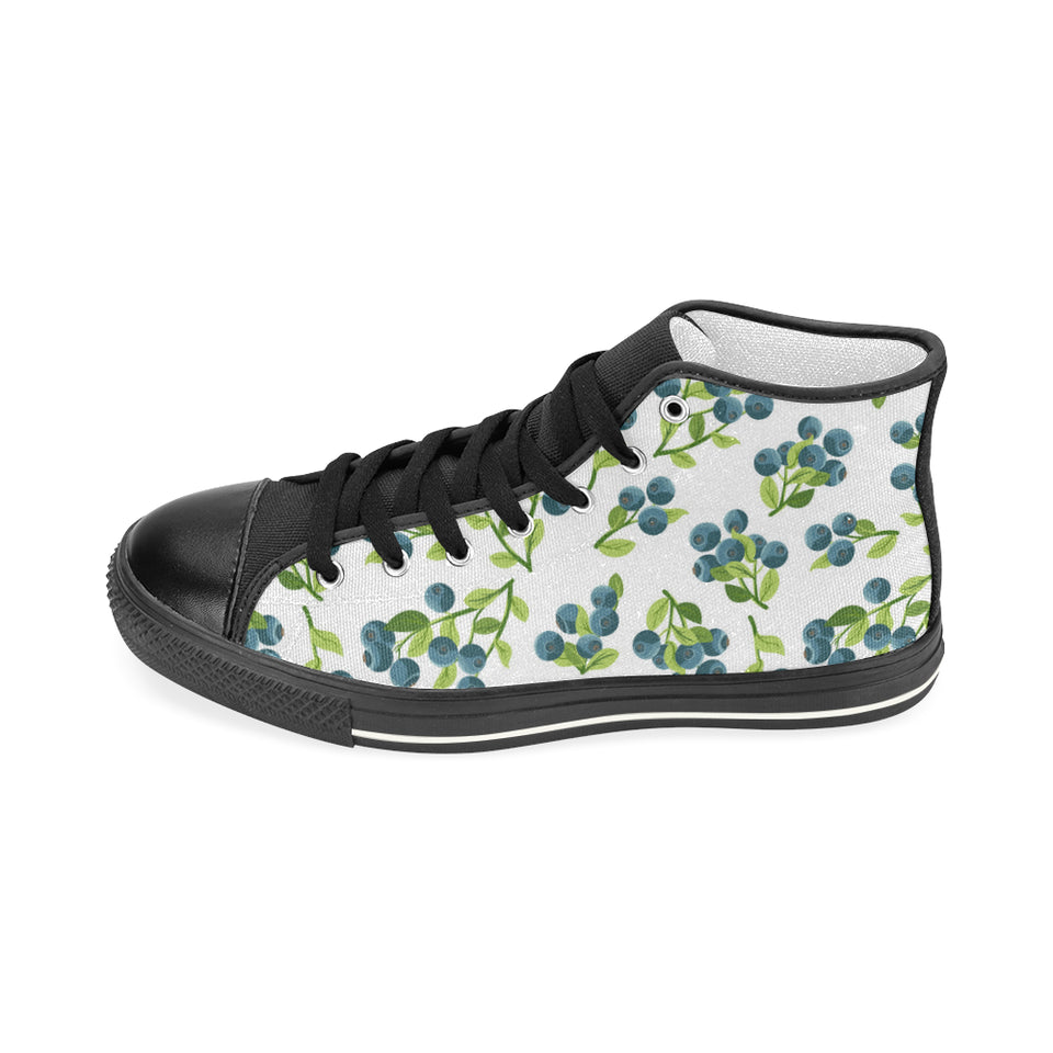 blueberry white background Men's High Top Canvas Shoes Black