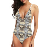 Happy pug pattern Women's One-Piece Swimsuit