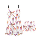 Giraffe Pattern Print Design 02 Chest Sexy Pleated Two Piece Swim Dress
