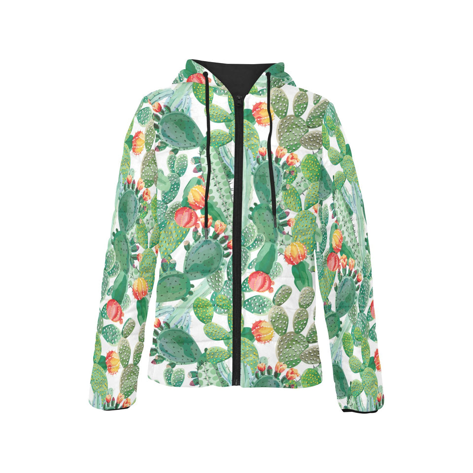 Cactus design pattern copy Women's Padded Hooded Jacket