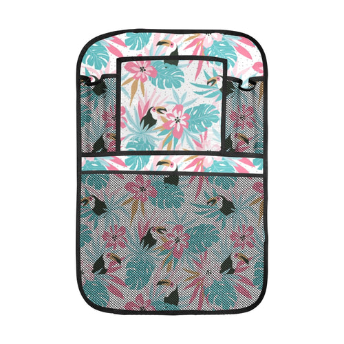 Toucan tropical flower leave pattern Car Seat Back Organizer