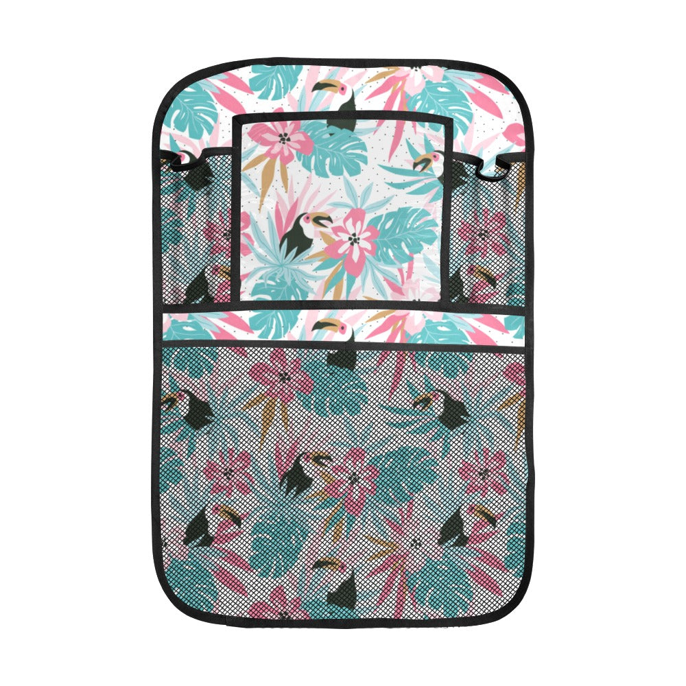 Toucan tropical flower leave pattern Car Seat Back Organizer