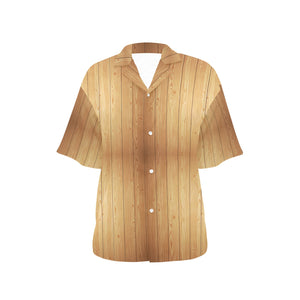 Wood Printed Pattern Print Design 05 Women's All Over Print Hawaiian Shirt
