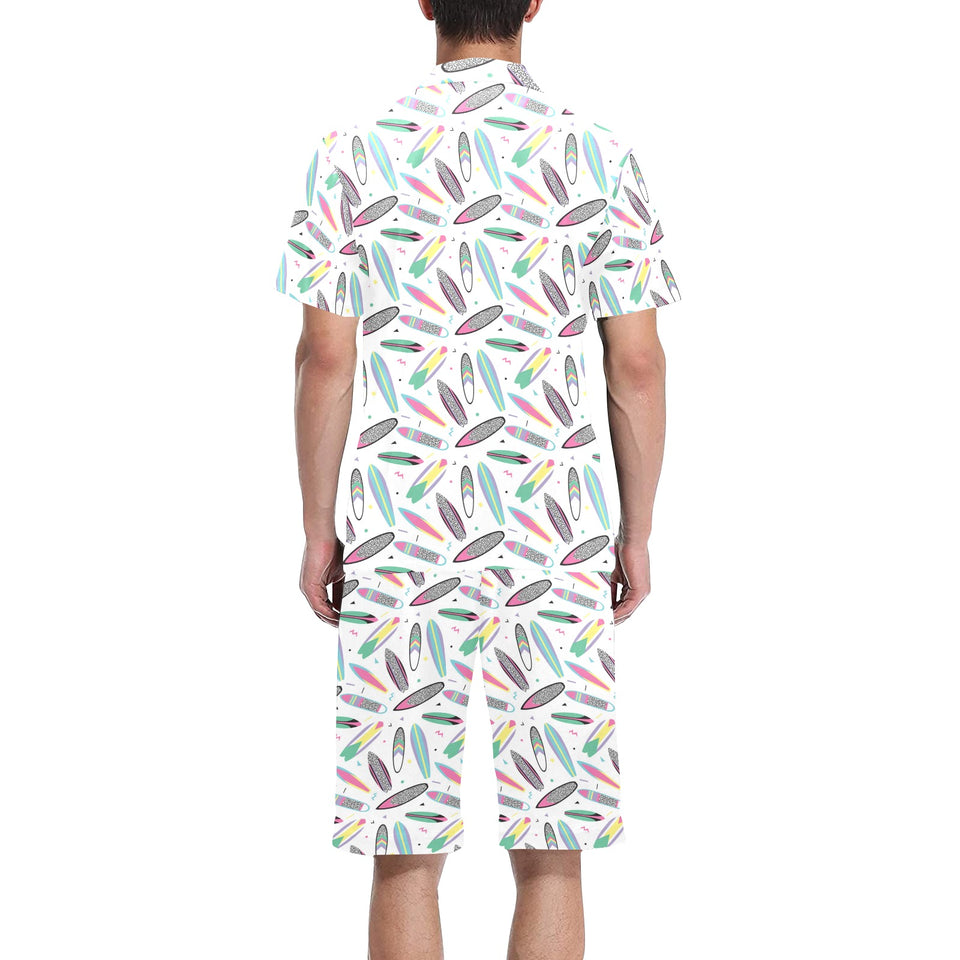 Surfboard Pattern Print Design 04 Men's V-Neck Short Pajama Set