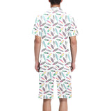 Surfboard Pattern Print Design 04 Men's V-Neck Short Pajama Set