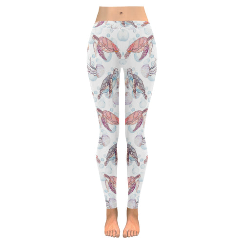 Watercolor sea turtle jellyfish pattern Women's Legging Fulfilled In US