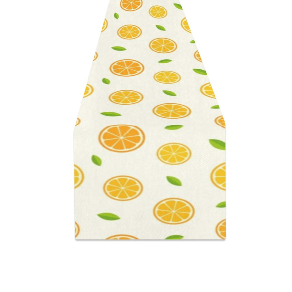 oranges leaves pattern Table Runner