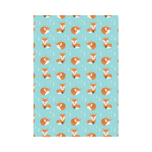 Fox pattern blue b ackground House Flag Garden Flag