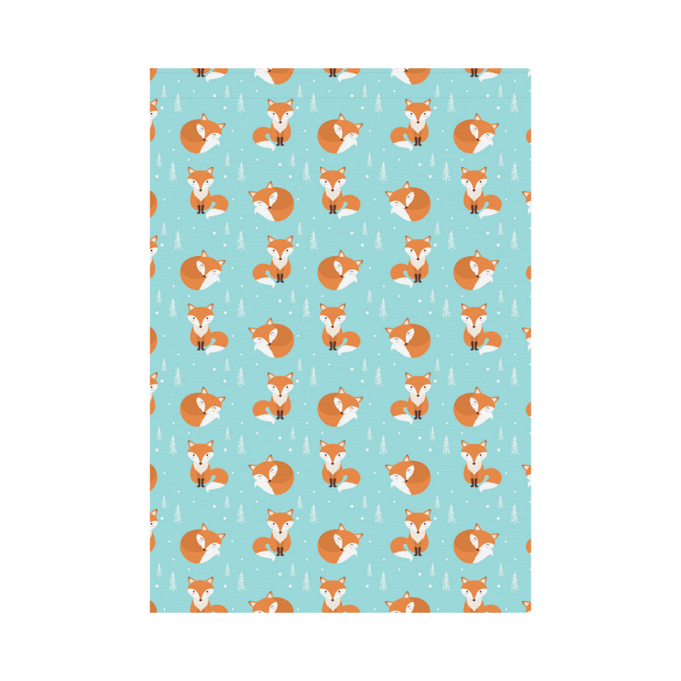 Fox pattern blue b ackground House Flag Garden Flag