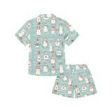 Cute snowman pattern Kids' Boys' Girls' V-Neck Short Pajama Set