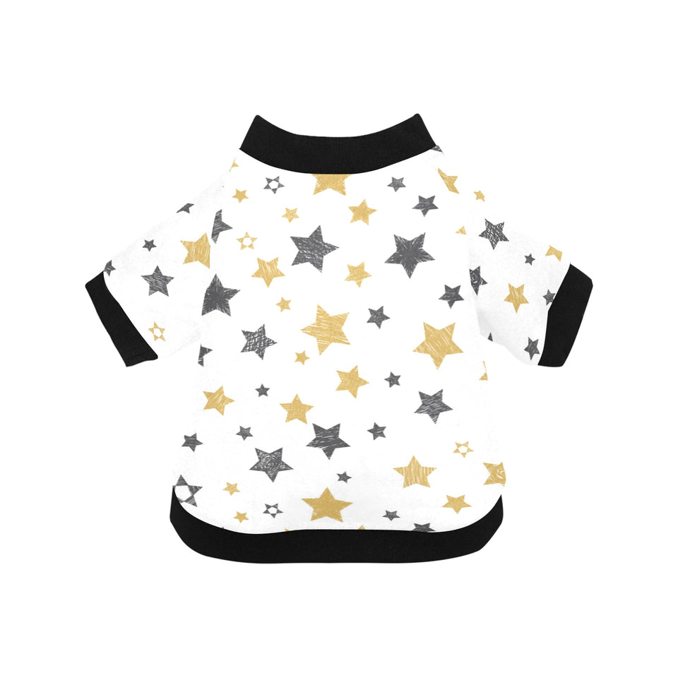 hand drawn gold black star pattern All Over Print Pet Dog Round Neck Fuzzy Shirt