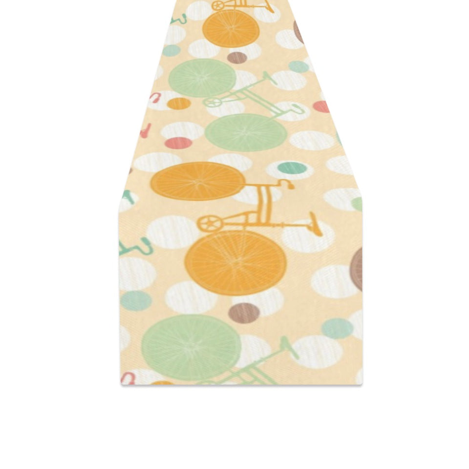 Bicycle Pattern Print Design 01 Table Runner