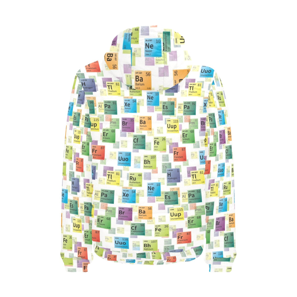 Chemistry Periodic Table Pattern Print Design 05 Men's Padded Hooded Jacket
