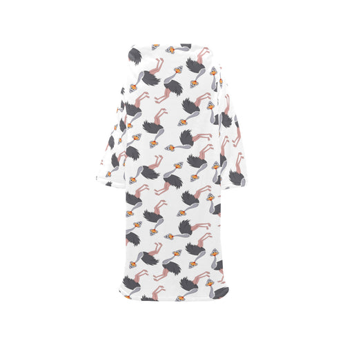 Ostrich Pattern Print Design 02 Blanket Robe with Sleeves