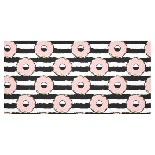 Donuts pink icing striped pattern Tablecloth