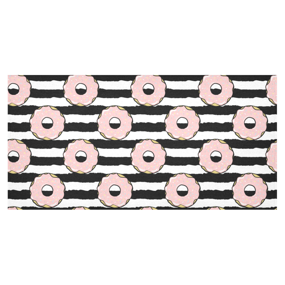 Donuts pink icing striped pattern Tablecloth