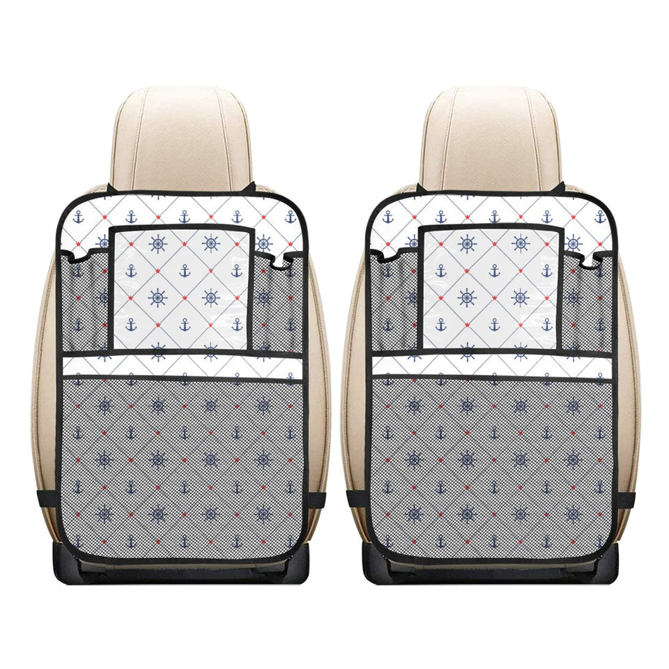 Anchor rudder nautical design pattern Car Seat Back Organizer