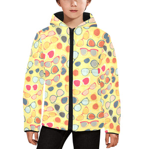 Sun Glasses Pattern Print Design 05 Kids' Boys' Girls' Padded Hooded Jacket