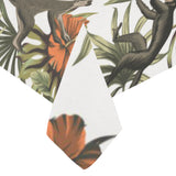 Monkey red hibiscus flower palm leaves floral patt Tablecloth