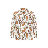 Sloths hanging on the tree pattern Men's Long Sleeve Polo Shirt