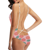 Grapefruit leaves flower pink background Women's One-Piece Swimsuit