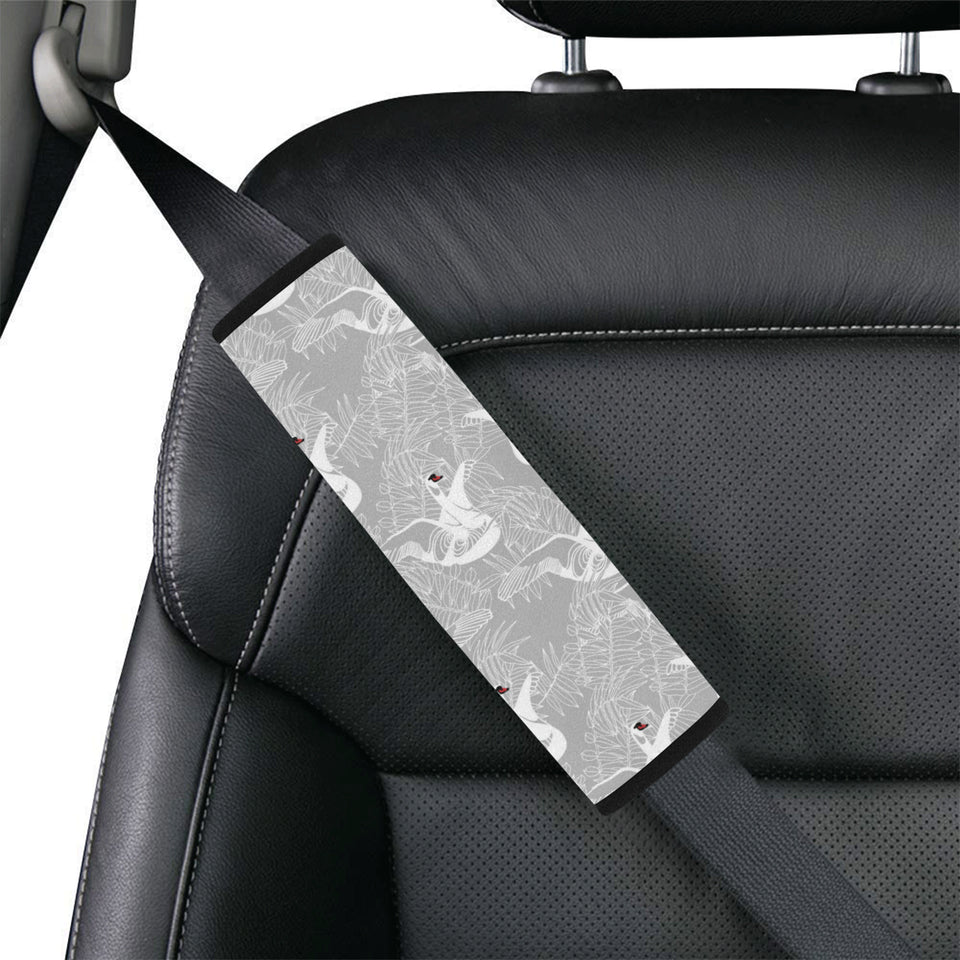 white swan gray background Car Seat Belt Cover
