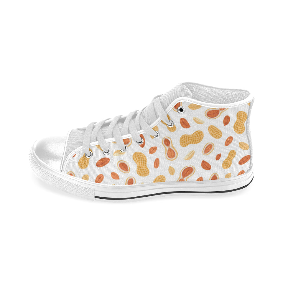 peanuts pattern Men's High Top Canvas Shoes White