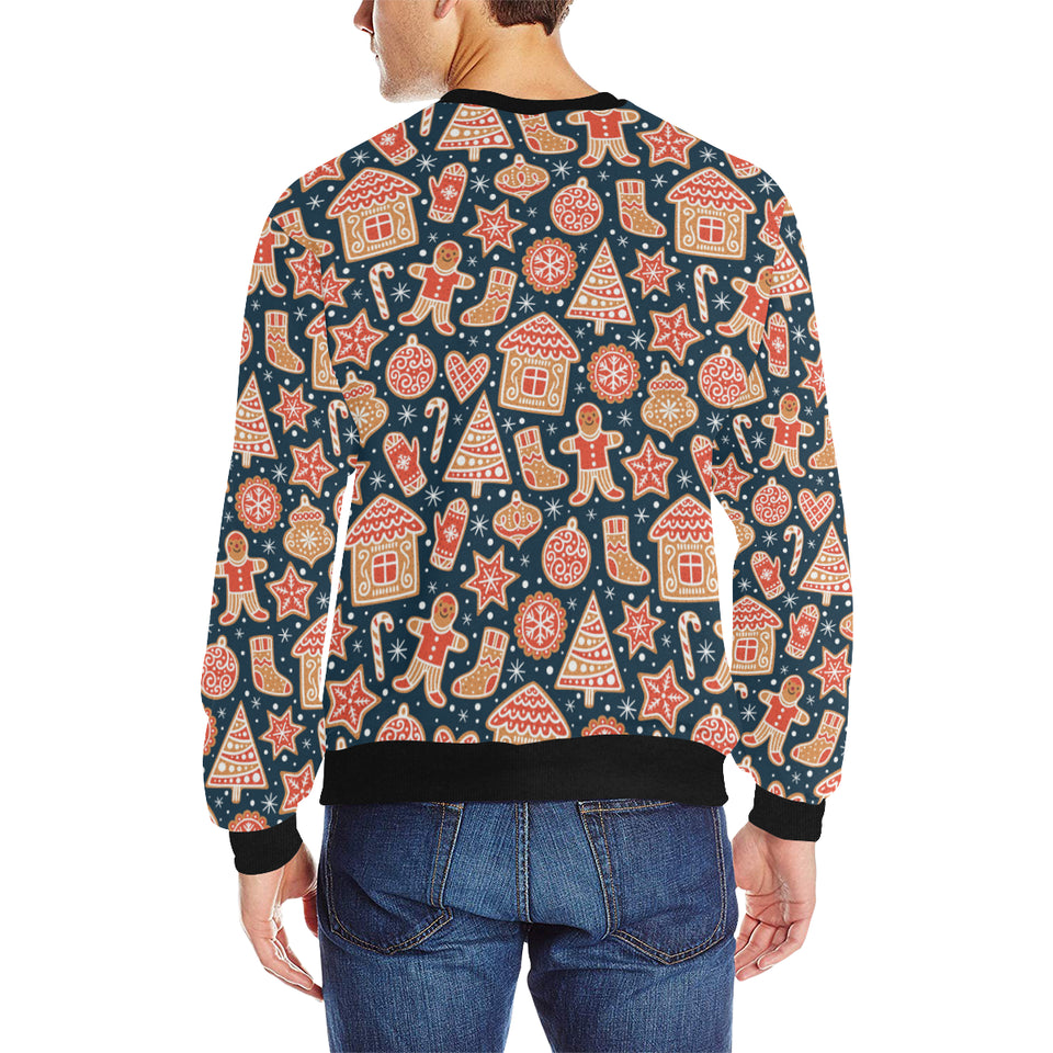 Christmas gingerbread cookie pattern Men's Crew Neck Sweatshirt