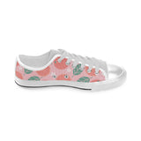 Grapefruit leaves flower pink background Men's Low Top Shoes White