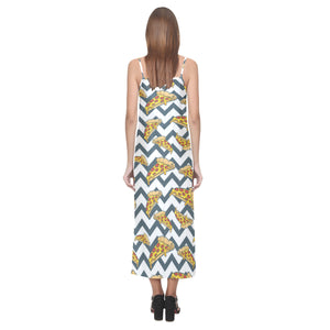 Pizza design pattern V-Neck Open Fork Long Dress