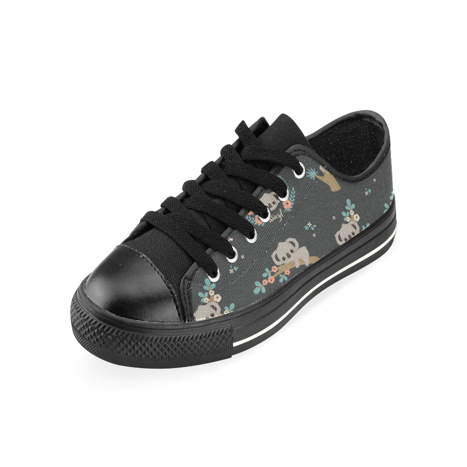Cute koala pattern Men's Low Top Canvas Shoes Black