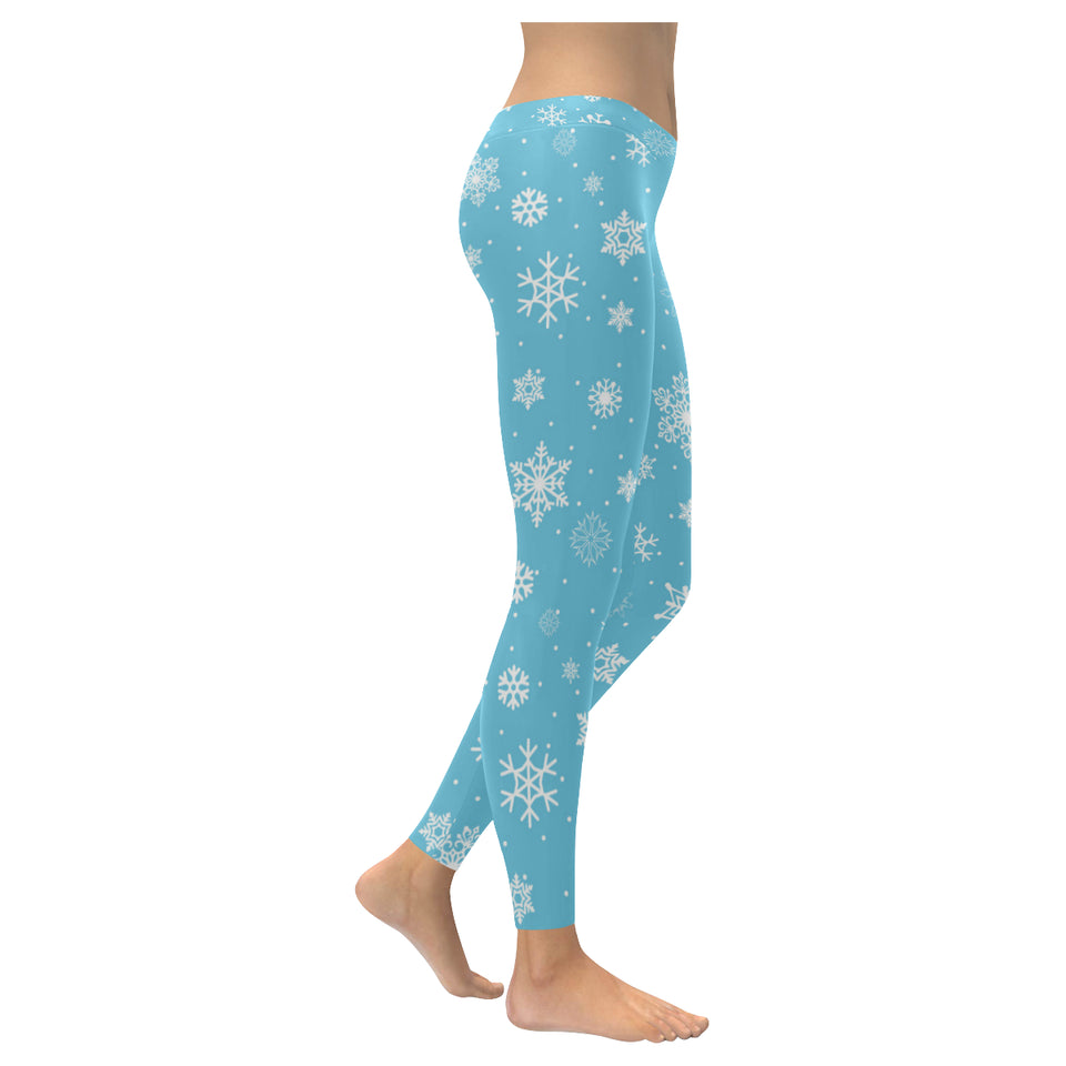 Snowflake pattern blue background Women's Legging Fulfilled In US