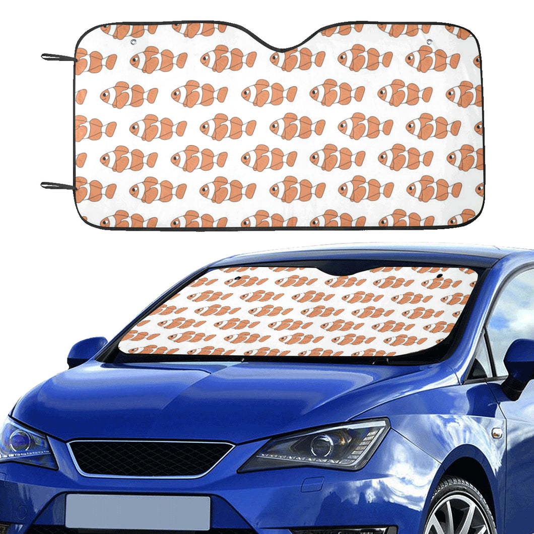 Clown Fish Pattern Print Design 05 Car Sun Shade